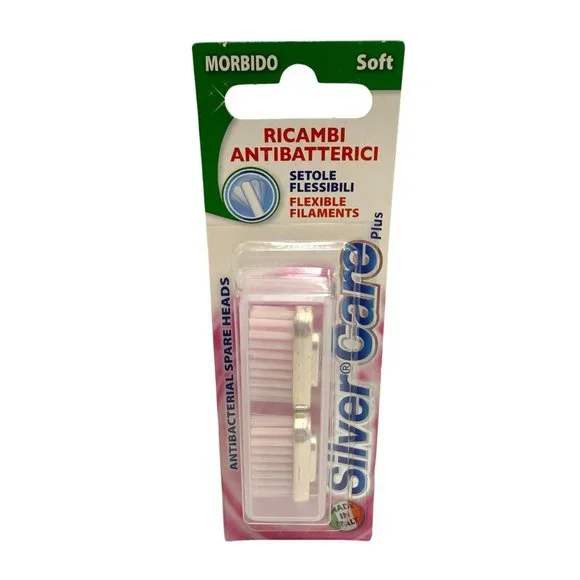 SilverCare Plus Flexible 2-Pc Toothbrush Spare Heads Soft Lot of 12 Packs
